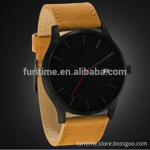 Super Slim Unisex Stainless Steel fashion watch with genuine leather strap
